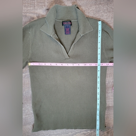 Ralph Ralph Lauren 90s Y2K Vintg Ribbed Babydoll Long Sleeve Tee Womens S Olive - Picture 10 of 12